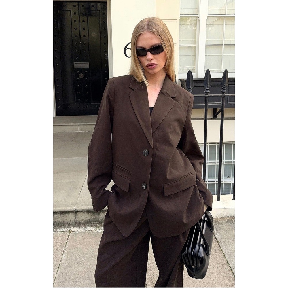 NA-KD Oversized Chocolate Brown Blazer Size 2